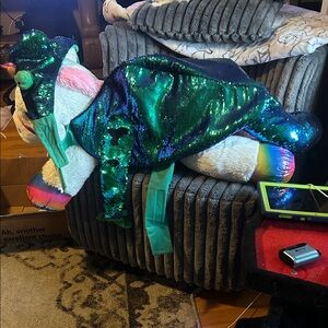 Sequin Chameleon Costume with Green and Blue Sequins